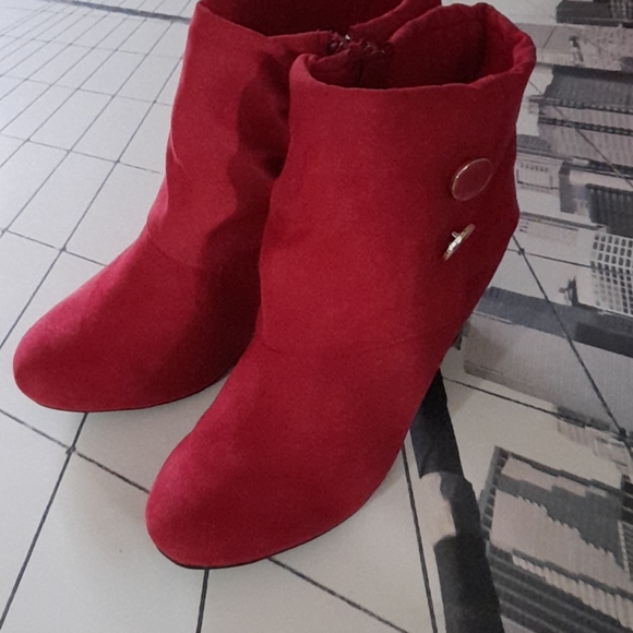 Covington Shoes - Red Suede Ankle Booties